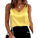Mawor Satin Tank Tops for Women Loose Fit Sleeveless V Neck Cami Camisole Blouses Shirt Top