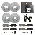 Max Advanced Brakes Front &amp; Rear Brake Kit Compatible With 2006-2008 2009 2010 2011 Acura CSX Premium Touring iTech Replacement Geomet Coated OE Disc Brake Rotors and Ceramic Brake Pads