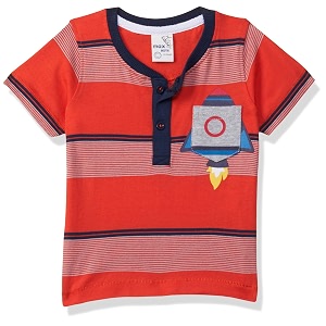 Max Boys Striped Henley Neck Regular Fit