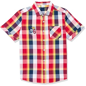 max boy39s checked half sleeves regular fit casual shirt