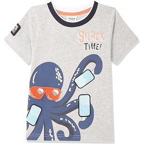 max boys regular fit printed crew neck t-shirt