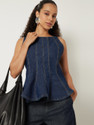 MAX Casual Self Design Women Blue Top