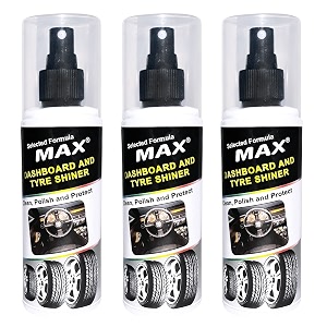 max dashboard amp tyre shiner 200 ml pack of 3 - selected formula for long lasting and glossy shine