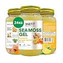 MAX FIT Sea Moss Gel Turmeric Ginger Lemon (25 Flavors) 24oz Wildсrafted Gold Sea Moss Gel from Saint Lucia | 92 Vitamins and Minerals | Pure Raw+Non-GMO