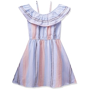Max Girls Cotton Flax Wrap Knee-Length Dress