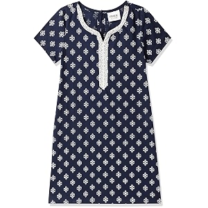 max girls cotton regular fit regular floral printed notched neck a-line kurta