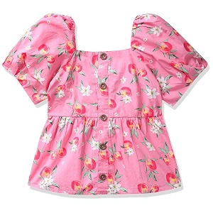 Max Girls Floral Printed Puffed Sleeves Top