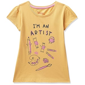 Max Girls Graphic Print Round Neck T-Shirt