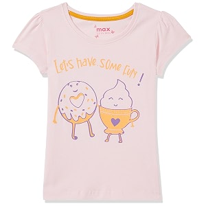 Max Girls Printed Cap Sleeves T-Shirt