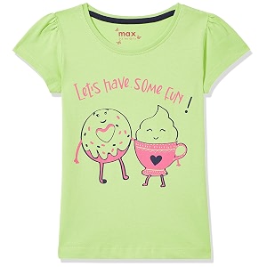 Max Girls Printed Cap Sleeves T-Shirt