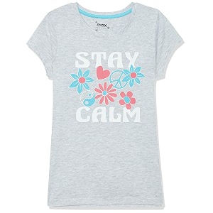 max girls regular fit printed round neck t-shirt