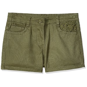 Max Girls Solid Woven Shorts with Lace