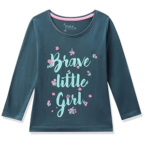 Max Girls Typographic Print Round Neck T-Shirt