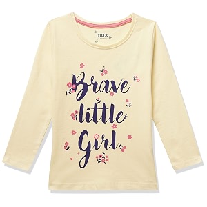Max Girls Typographic Print Round Neck T-Shirt