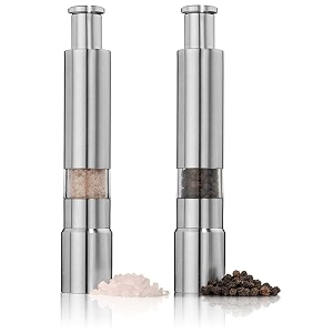 dual salt amp pepper grinder stainless steel with adjustable ceramic mechanism