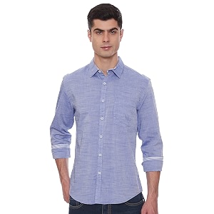 Max Mens Regular Fit Textured Full Sleeves