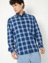 MAX Men Checkered Casual Blue Shirt
