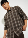 MAX Men Checkered Casual Brown Shirt