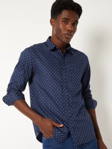 MAX Men Printed Casual Blue Shirt
