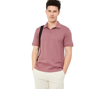 Max Men Ribbed Knit Polo T-Shirt