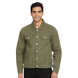 max men solid denim standard length jacket