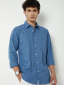 MAX Men Striped Casual Blue Shirt