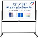 Max-officoo Large Dry Erase White Board with Rolling Stand 72"x48" Double-Sided Mobile Magnetic Whiteboard on Wheels, Including 3 Magnetic Erasers, 7 Markers, 30 Magnets