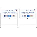 Max-officoo Magnetic White Board Dry Erase Whiteboard with Rolling Stand 72"x48" Double-Sided Mobile Large White Board on Wheels, Including 3 Magnetic Erasers, 7 Markers, 30 Magnets (Pack of 2)