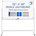 Max-officoo Magnetic White Board Dry Erase Whiteboard with Rolling Stand 72"x48" Double-Sided Mobile Large White Board on Wheels, Including 3 Magnetic Erasers, 7 Markers, 30 Magnets