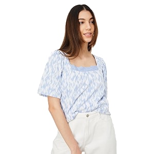 Max Plus Size Women Printed Puffed Sleeve