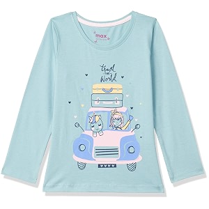 max girls graphic print t-shirt with long sleeves