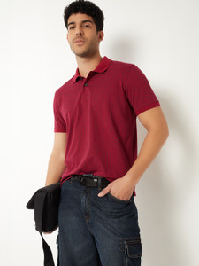 MAX Printed Men Polo Neck Red T-Shirt