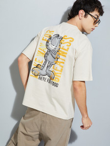 MAX Printed Men Round Neck Beige T-Shirt