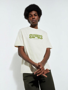 MAX Printed Typography Men Round Neck White