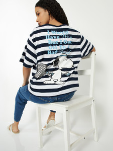 MAX Printed Women Round Neck Blue T-Shirt