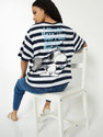 MAX Printed Women Round Neck Blue T-Shirt