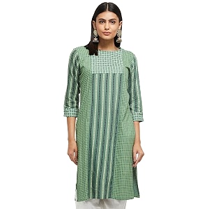 Max Rayon Womens Checked Straight Kurta