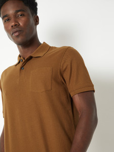 MAX Self Design Men Polo Neck Yellow