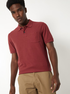 MAX Self Design Men Polo Neck Brown