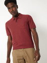 MAX Self Design Men Polo Neck Brown