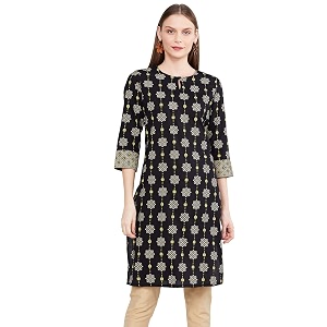 Max Women Cotton Straight Fit Printed Straight