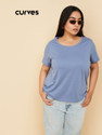 MAX Solid Women Round Neck Blue T-Shirt