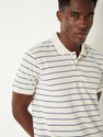 MAX Striped Men Polo Neck White T-Shirt