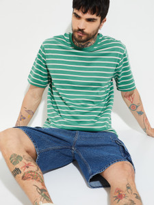 MAX Striped Men Round Neck Green T-Shirt