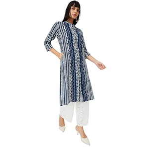 Max Womens Cotton Blend Printed Regular Kurta