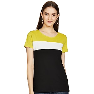Max Womens Cotton Colourblocked Round Neck Regular