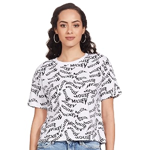 Max Womens Cotton Printed Half Sleeves Round