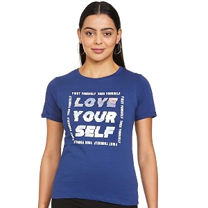 Max Womens Cotton Regular Fit Typographic Printed