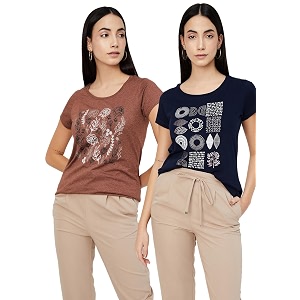 Max Womens Cotton Regular Fit Graphic Printed