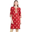 Max Women Embroidered Three-Quarter Sleeves Kurta
